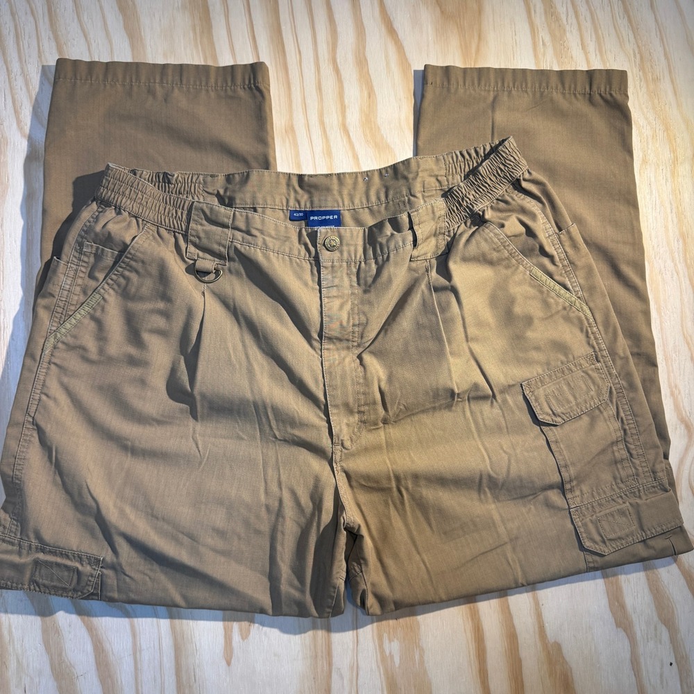 Propper Men's Khaki Tactical Cargo Pants 42x30 Ripstop Pleated Utility Workwear